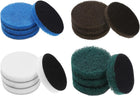 16 Pcs 2.6 Inch Nylon Hoop Scrubbing Pad 120/240 Grits Scrubber Scouring Pads Hoop and Loop Surface Conditioning Drill Scuffing Disc, Green/Brown/Blue/White