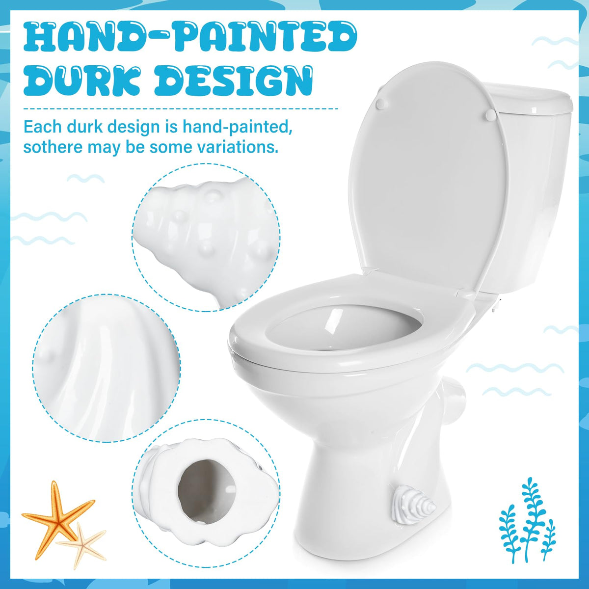 LinkMejor 2-kpl WC-säätönapat Porcelain Suihkuhuone, Valkoinen, Conch