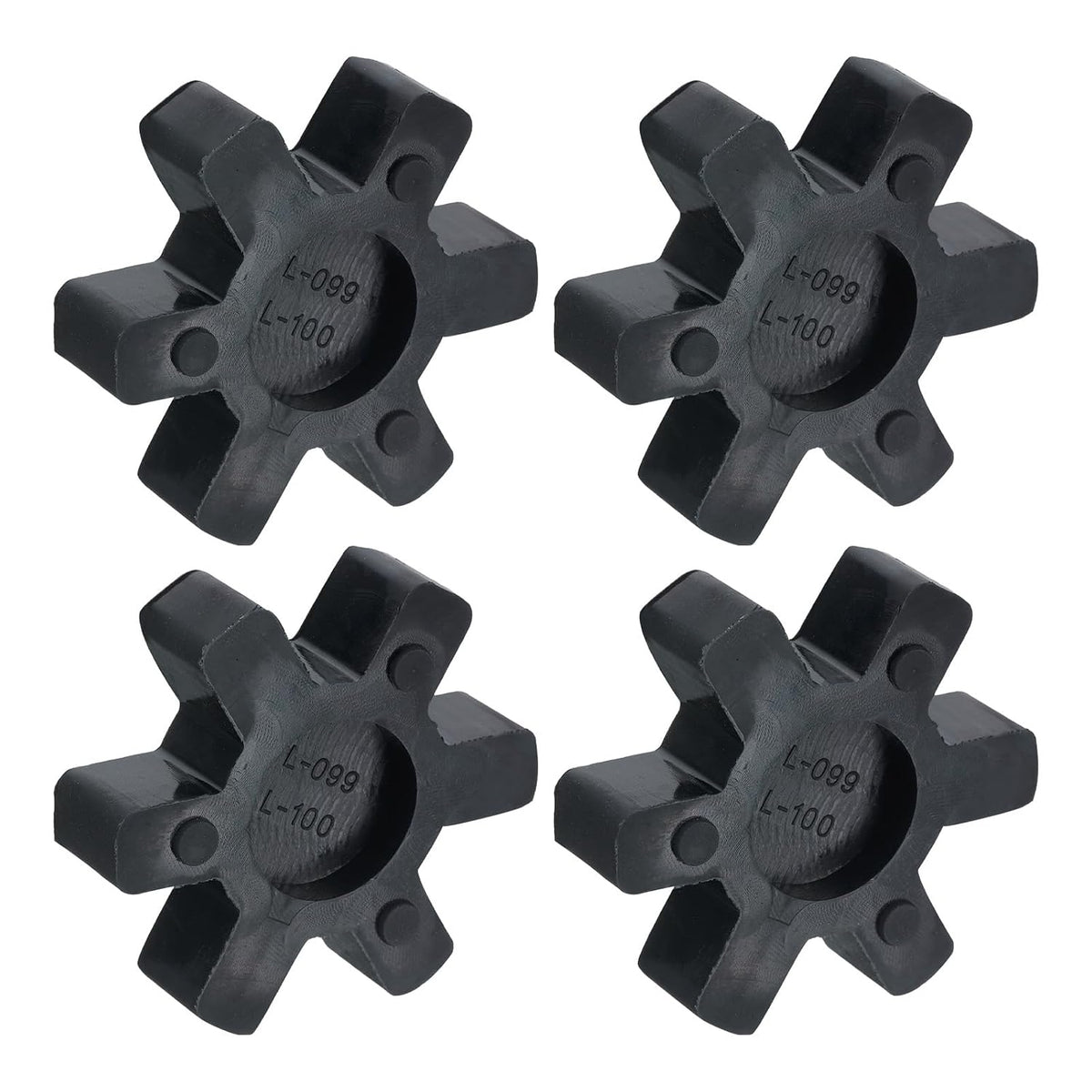 4pcs L099/L100 Jaw Coupling Insert, Flexible Solid Type NBR Rubber Jaw Coupling Center Inserts for L Jaw Coupling L-Jaw Coupler Set, Black, Red