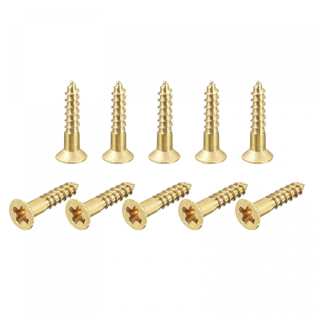 Brass Wood Screws, M2.5x12mm Phillips Flat Head Self Tapping Connector for Door, Cabinet, Wooden Furniture 30Pcs