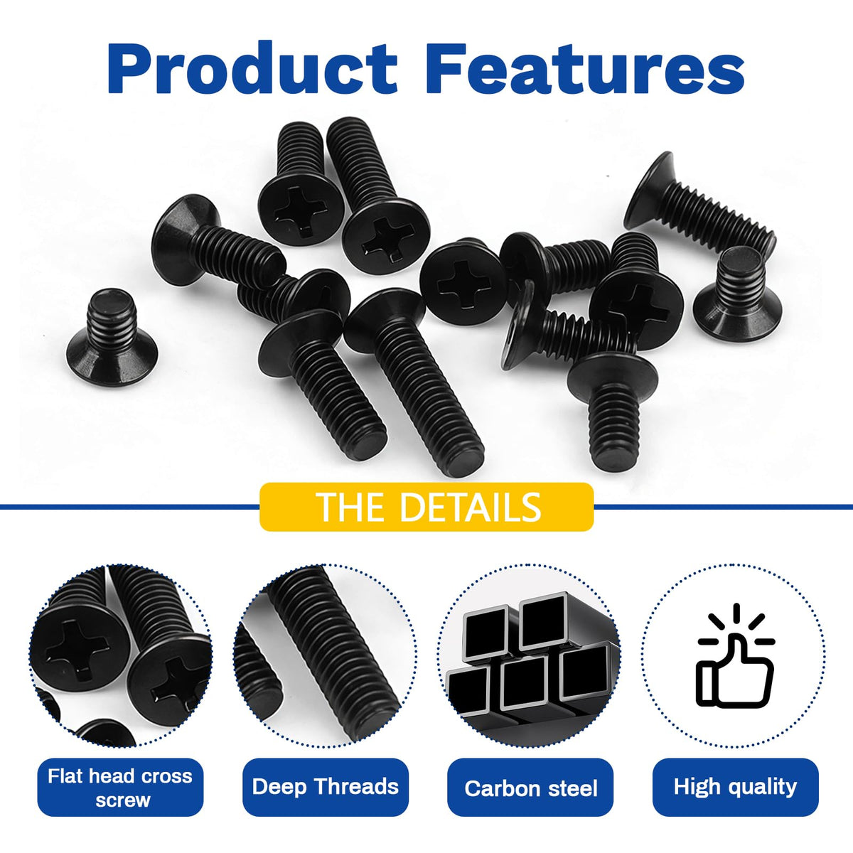 LinkMejor 685 piezas de tornillos sumergidos M3 M4, cabeza plana Phillips