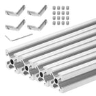 4 Pcs T Slot 2020 Aluminum Extrusion Profile European Standard 200mm x 20mm Linear Rail Extrusion Frame for 3D Printer, CNC, DIY (Silver Tone)