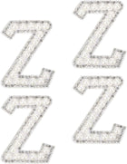 10Pcs Iron on Letters Patches, Letter Z Rhinestone Pearl Alphabet Applique English Letter Sew on Patches for DIY Clothing Hat Bag, White
