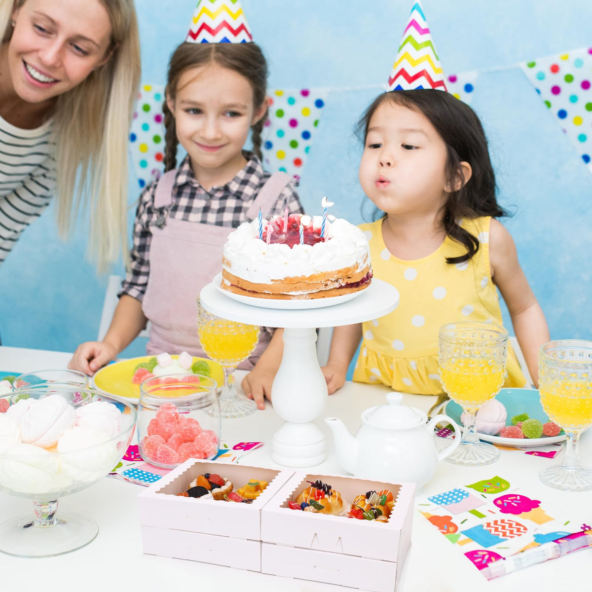 Caixas de Presentes LinkMejor 12 peças, 8x8x2 polegadas, Caixas de Biscoitos com Janela
