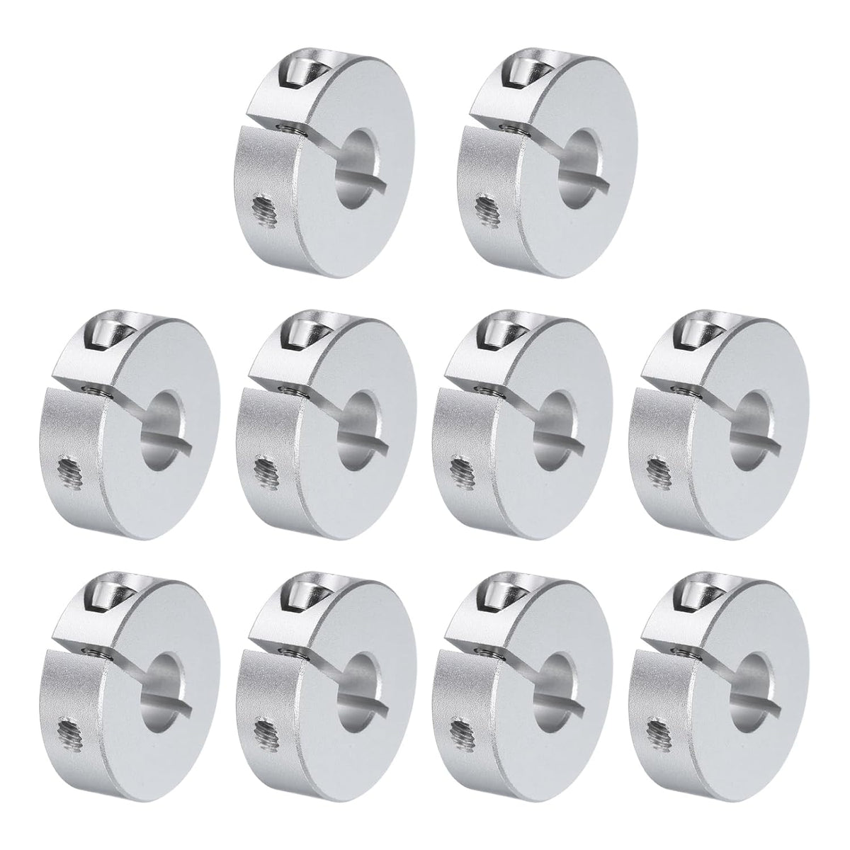 10pcs Single Split Clamp-On Shaft Collar 10mm Bore One-Piece Clamping Collar, 30mm OD, 10mm Thickness, Aluminum Alloy Set Screw Split Collar Clamp