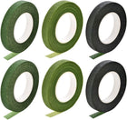 LinkMejor 6 Roll 1/2-inch Wide 30Yard Dark Green,Light Green,Green Floral Tape Flower Adhesives Floral Arrangement Kits