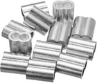 3/8"(10mm) Aluminum Crimping Loop Sleeve, Double Hole Cable Ferrule for Wire Rope, Silver 12Pcs