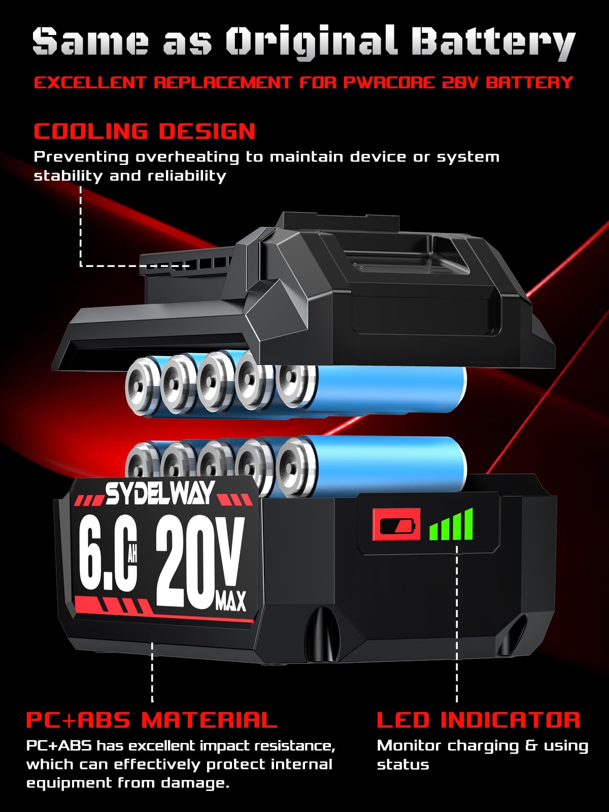 LinkMejor 20V 6.0Ah batteriudskiftning til Skil 20V batteri