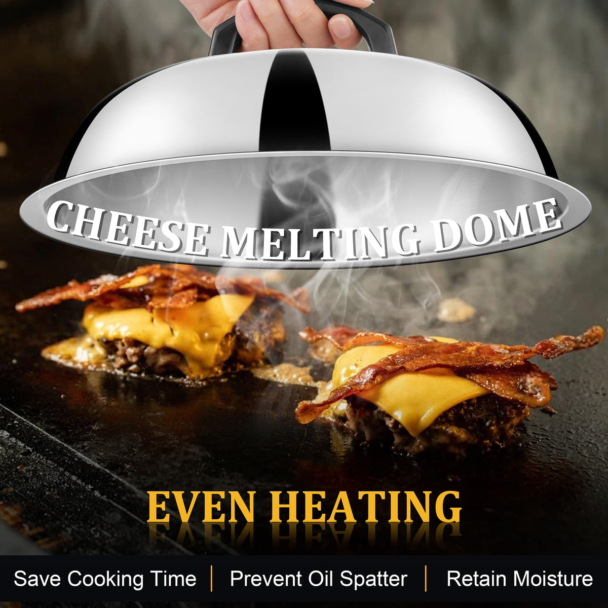 11.5” Griddle Besprenkelkap, LinkMejor 2Pcs Smeltdome Barbecue Hulpmiddel Setten