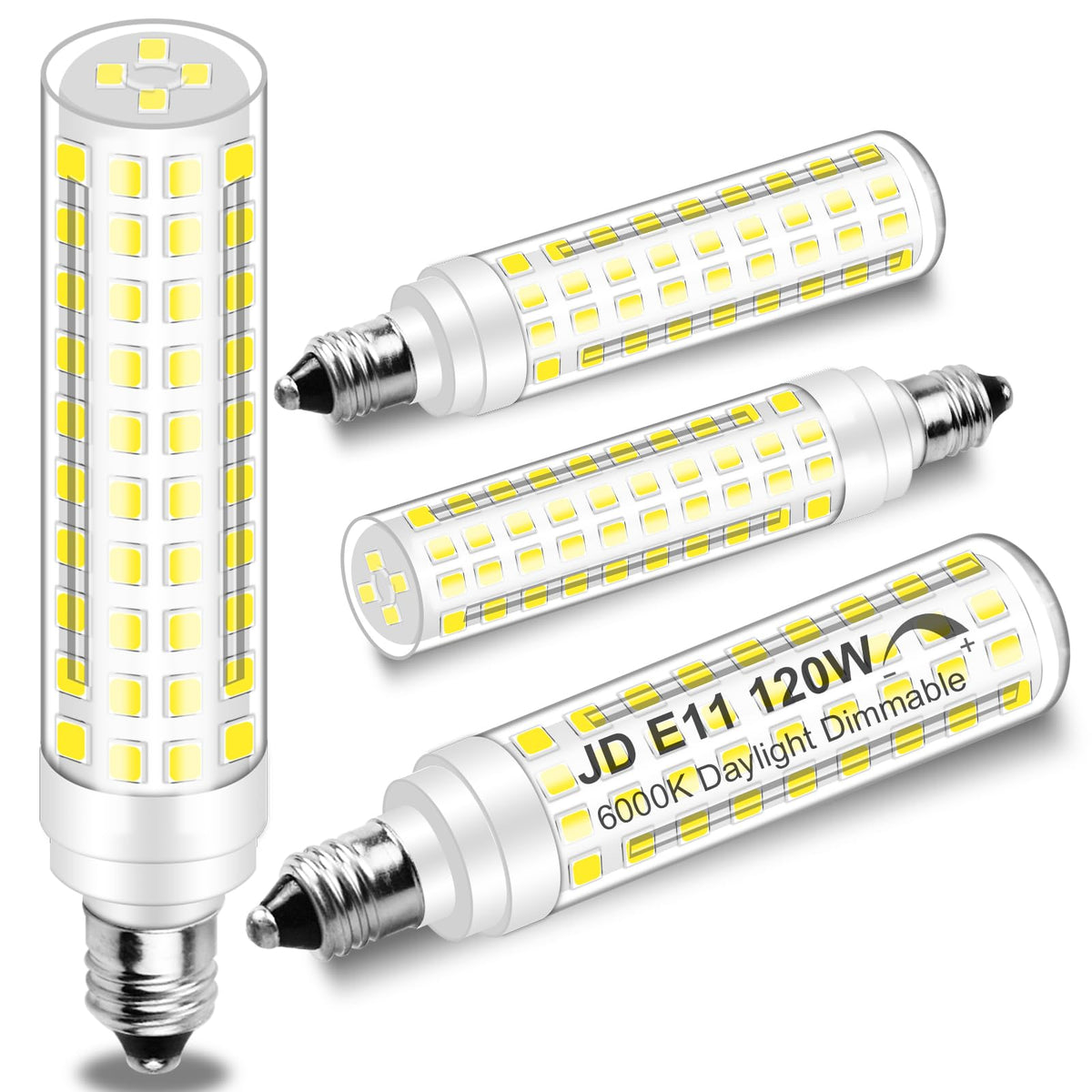 E11 T4 Candelabra Bulbs Dimmable 12W 120V Daylight White 6000K 4-Pack