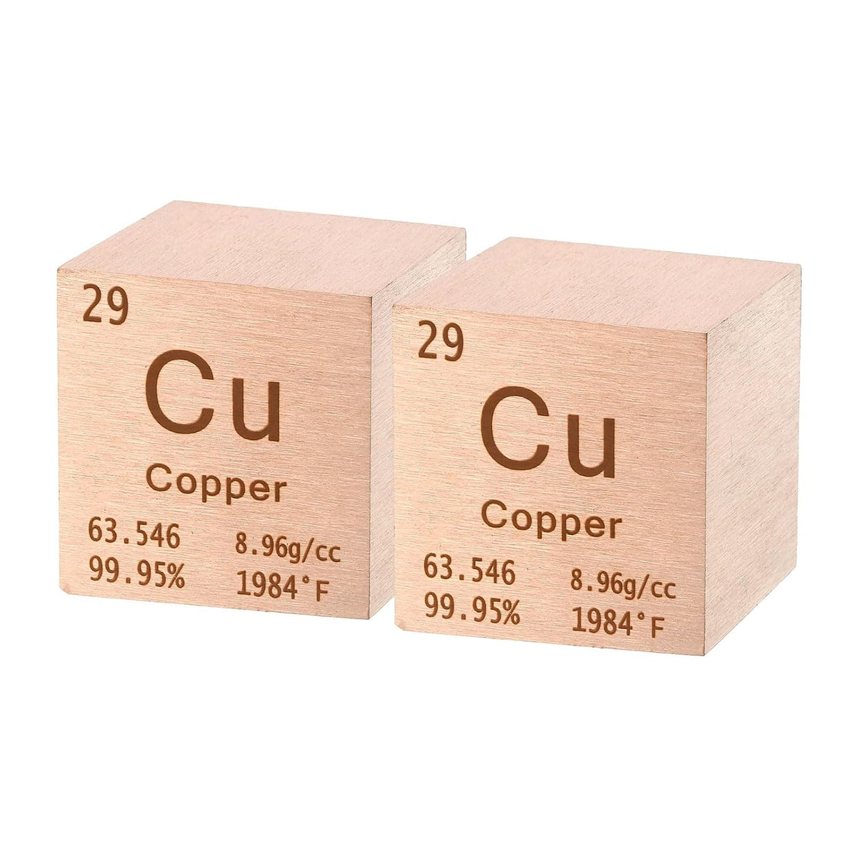2 Pcs Copper Cube, 1.5 Inch High Density Metal Element Cube Metal Density Cube for Chemical Elements Collection Science Education Experiment Application, Yellow