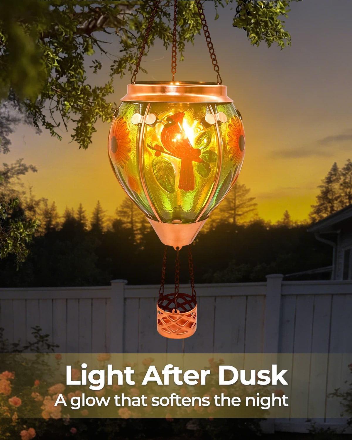 LinkMejor Glas-Warmluftballon-Solar-Laternen mit Flamme
