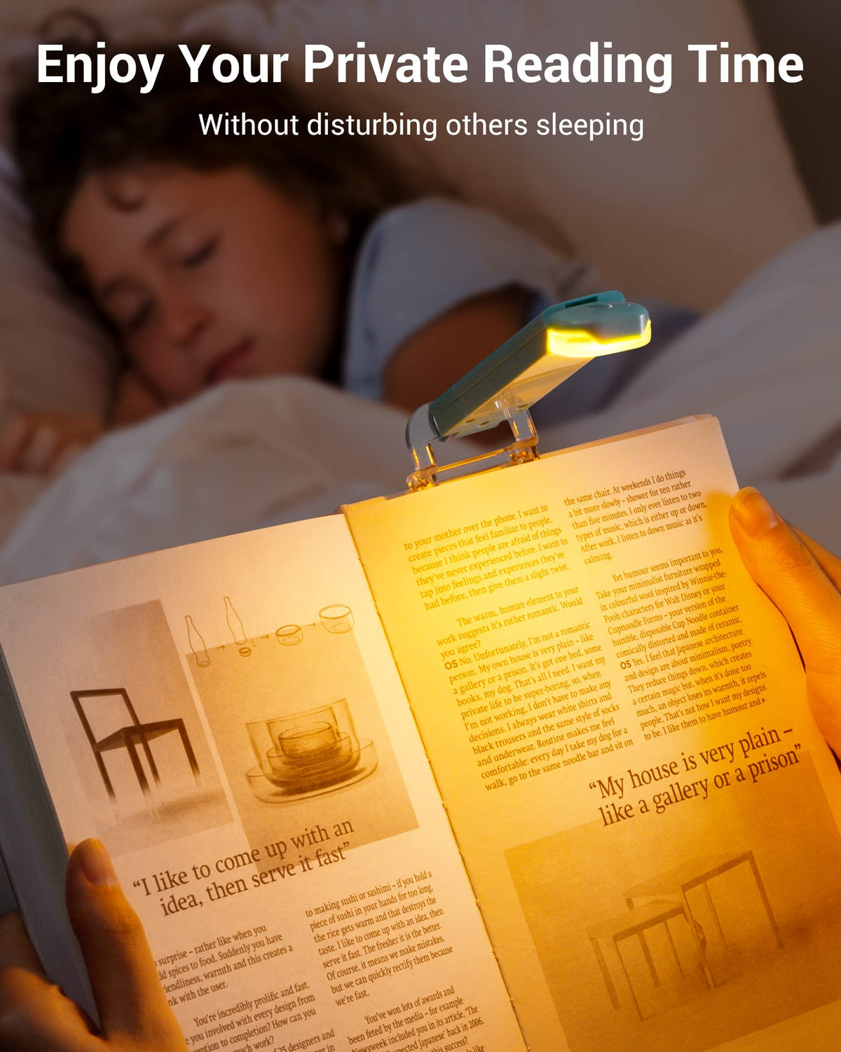 LinkMejor USB wiederaufladbarer Buchleuchte, LED Klemmleuchte für Lesen, Blau
