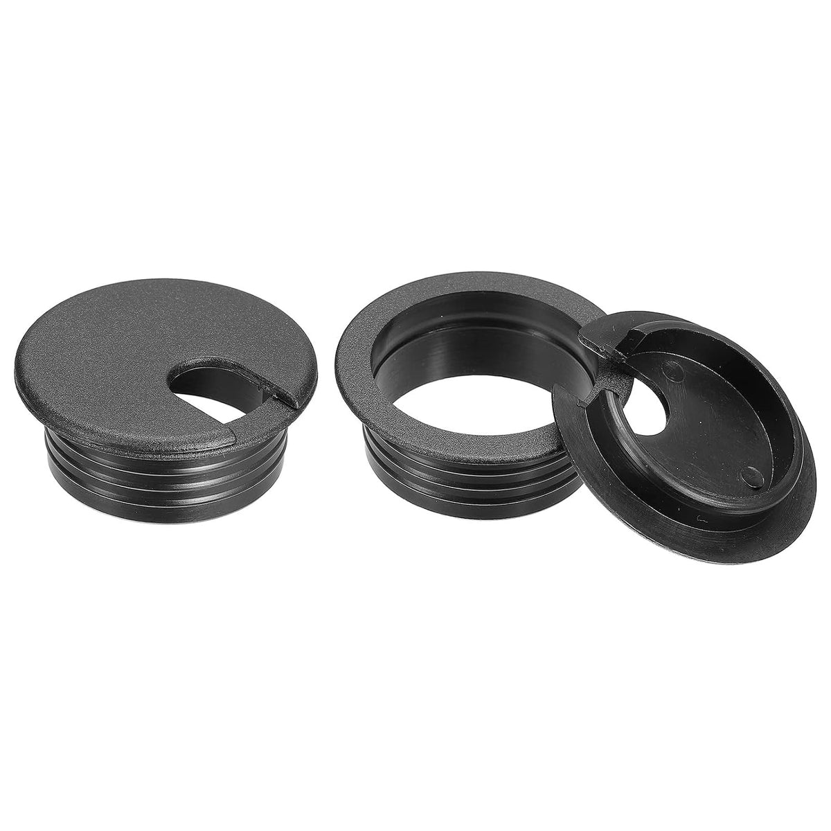 Cable Hole Cover, 2Pcs 38mm/1-1/2inch ABS Desk Cable Wire Cord Grommet Hole Cover for Office Computer Desk Wire Organizer, Black