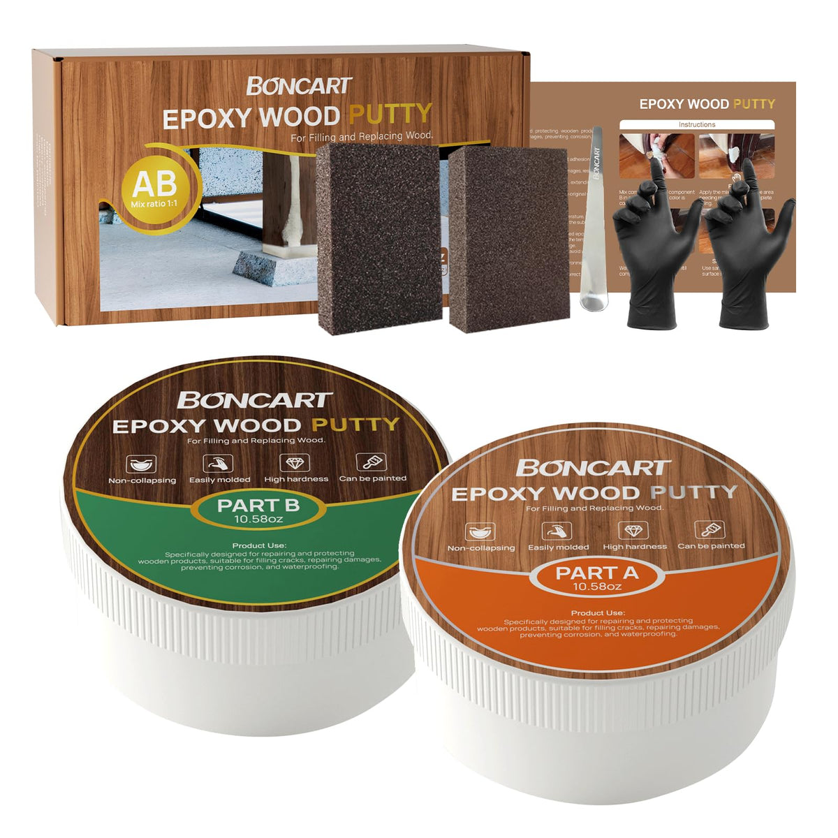LinkMejor 21.16 oz 2-Parça AB Epoxy Ahşap Macunu