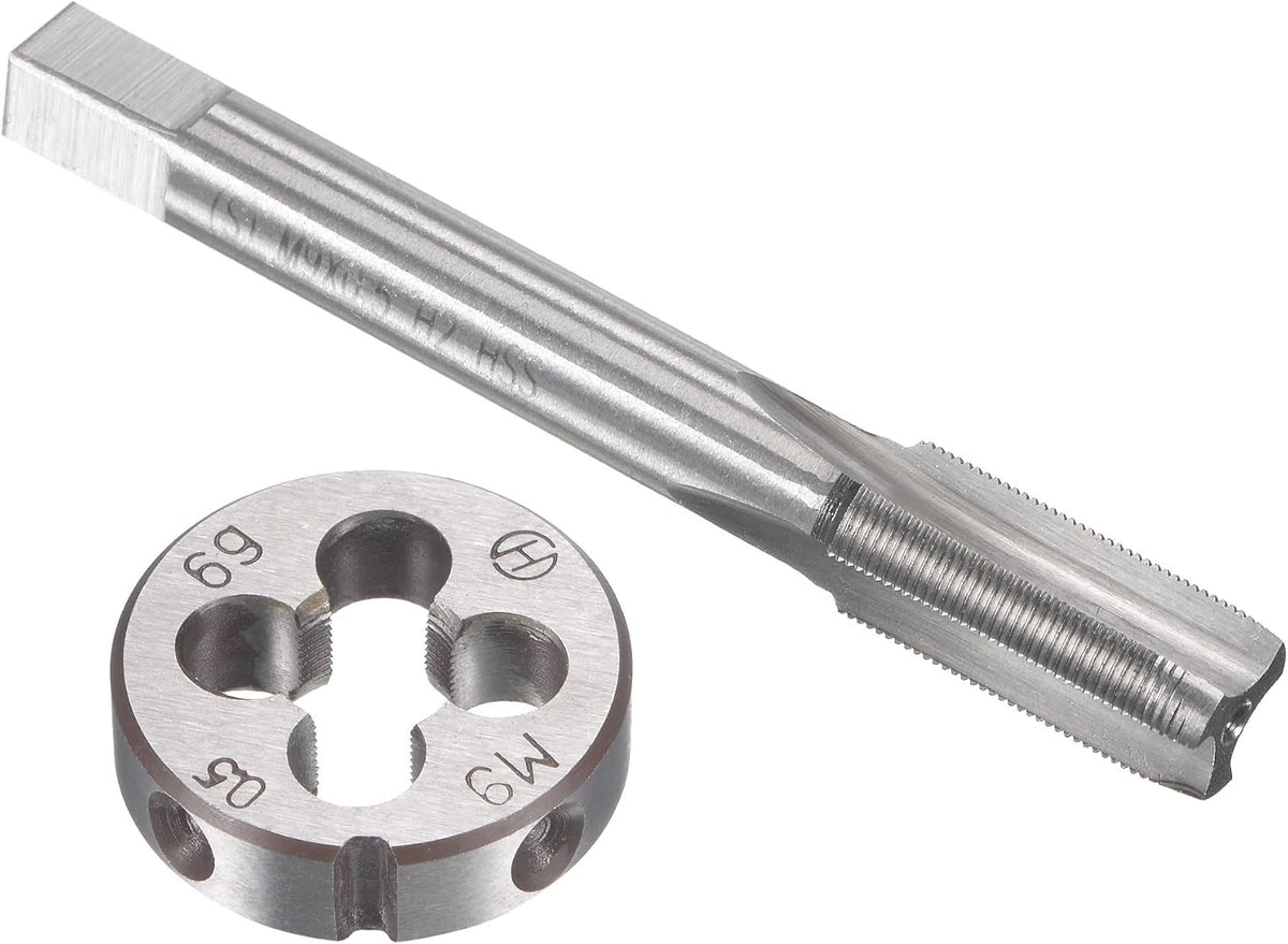 M9 x 0.5mm Metric Tap and Die Set, Machine Thread Screw Tap with Round Threading Die, Tap & Die Kit for Nut Screw Bolt Thread Repair