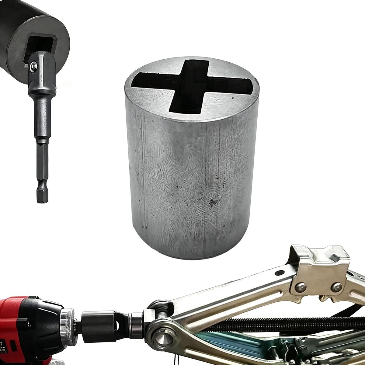Universeller Schukostecker für Handbohrer, Schuhkabelbohreradapter für Auto, mit einem 1/2-Zoll-Schukosteckerbohrer