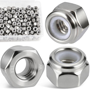 LinkMejor 180 Pièces 1/4" Boulon à écrou, 304 Acier Inoxydable Hex Nylone Insert Écrous, 1/4-20 Pouces Écrous à Écrou à Vis Fine Filetée SS Auto-Verrouillant Kit d'Équipement, Ensemble d'Écrous à Écrou SAE pour Montage Industriel & DIY