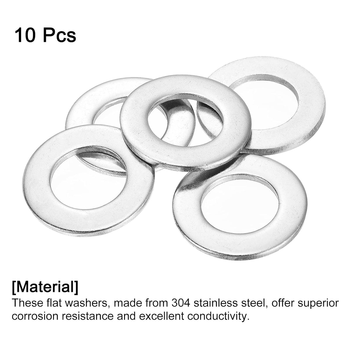 5Pcs 1 Zoll Flaches Dichtungsgewinde, 304 Edelstahl 1.062" ID x 2" OD x 0.134" Dick für Schraubenbolzen, Werkstattreparatur, Küchen, Geschäfte und Außenbau, Silber