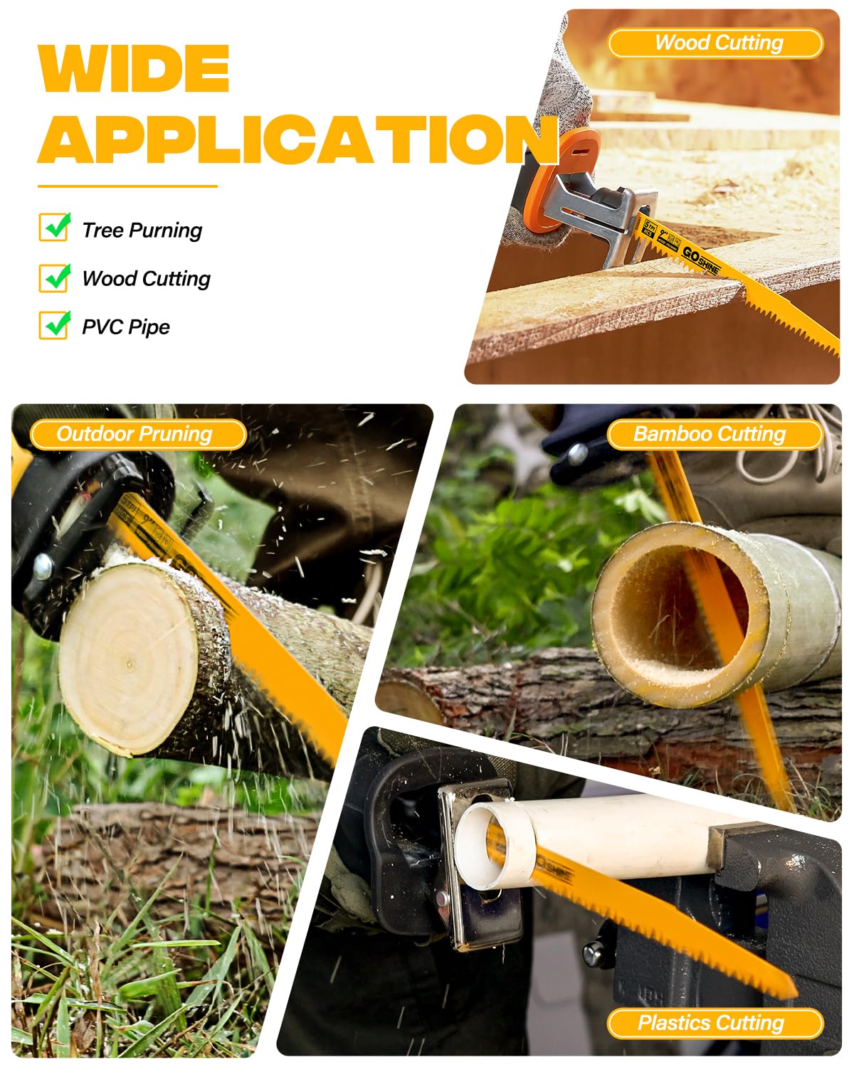 LinkMejor 9 Inch Wood Pruning Reciprocating Saw Blades, Fleam Ground Teeth Sawzall Blades for Wood Cutting,Tree Trimming,Compatible with Milwaukee and Dewalt Reciprocating Saws(5Pcs/5TPI)