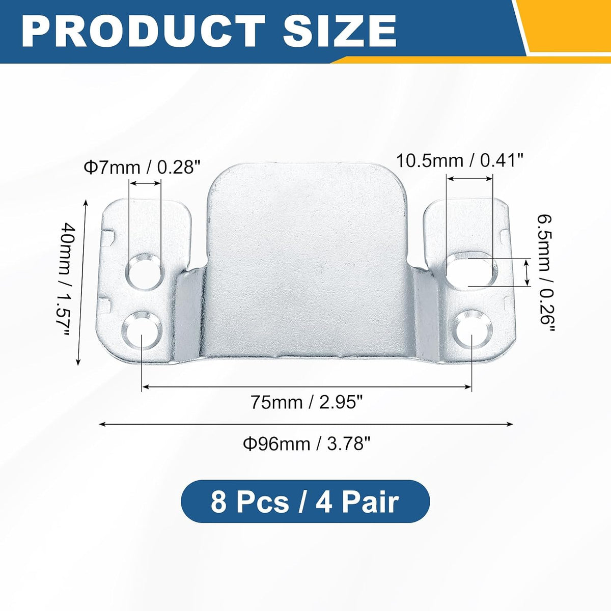 8Pcs Sectional Sofa Interlocking, 96 x 40mm Sectional Couch Connector Interlocking Sofa Connector Bracket for Keeping Furniture Sofas from Sliding, Silver