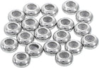 35pcs 6mmx1.5mm Insert Rubber Stopper Positioning Spacer Beads, Stainless Steel Adjustable Slider Beads for Jewelry Bracelet Making Silver