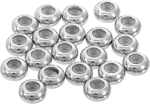 35pcs 6mmx1.5mm Insert Rubber Stopper Positioning Spacer Beads, Stainless Steel Adjustable Slider Beads for Jewelry Bracelet Making Silver