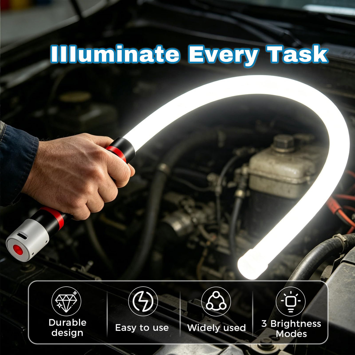 LinkMejor Bøjbar LED Flashlight Stick, 27" Op chargebar Fleksibel Arbejdslys