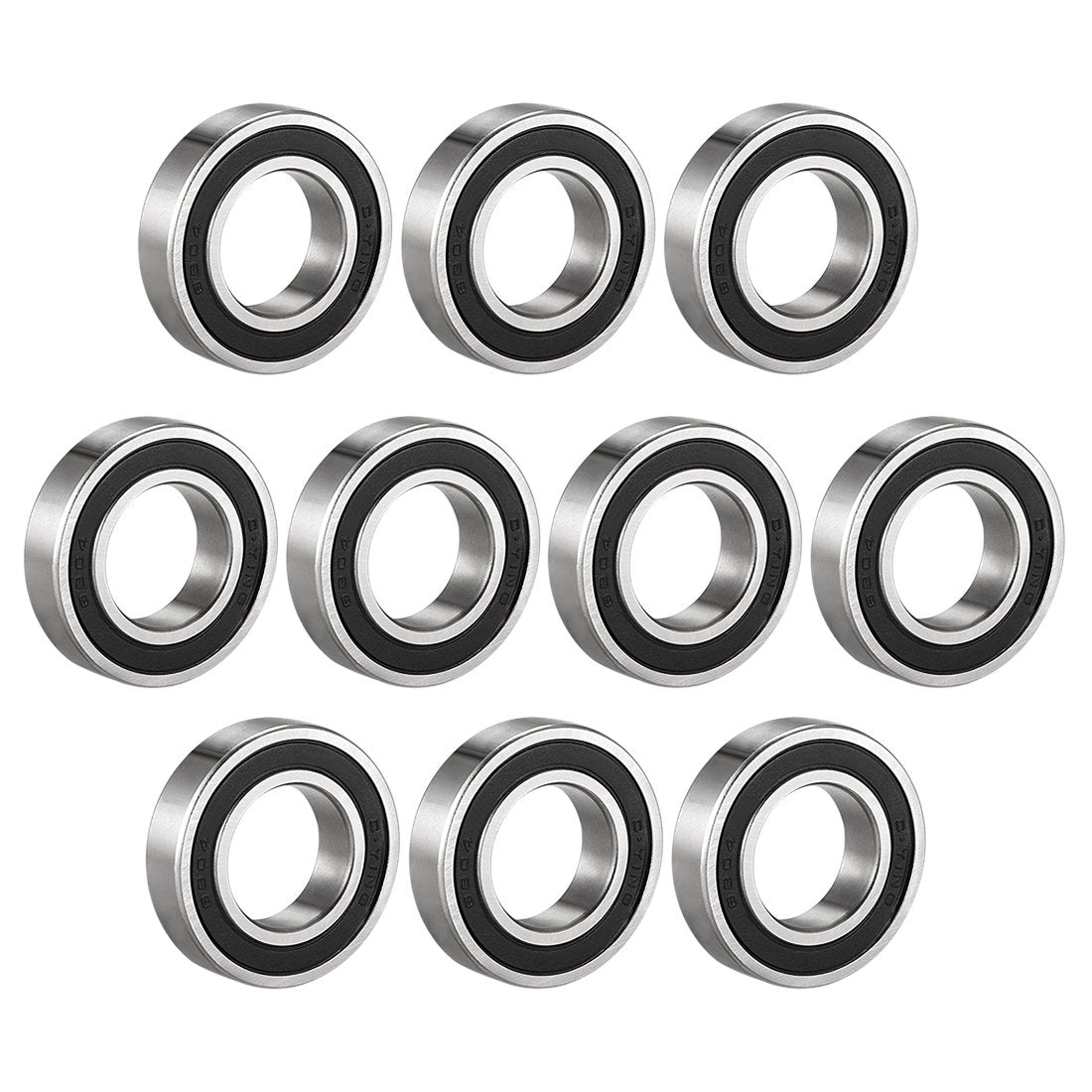 6904-2RS Deep Groove Ball Bearing Double Sealed 1180904, 20mm x 37mm x 9mm Carbon Steel Bearings (Pack of 10)