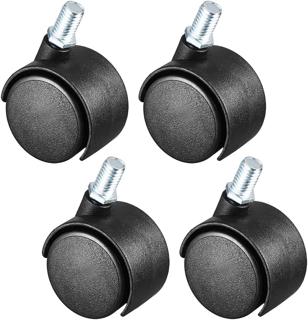 1.5 Inch Swivel Caster Wheels Nylon 360 Degree Threaded Stem Caster Wheel, M8 x 13mm, 100lb Total Capacity, Pack of 4