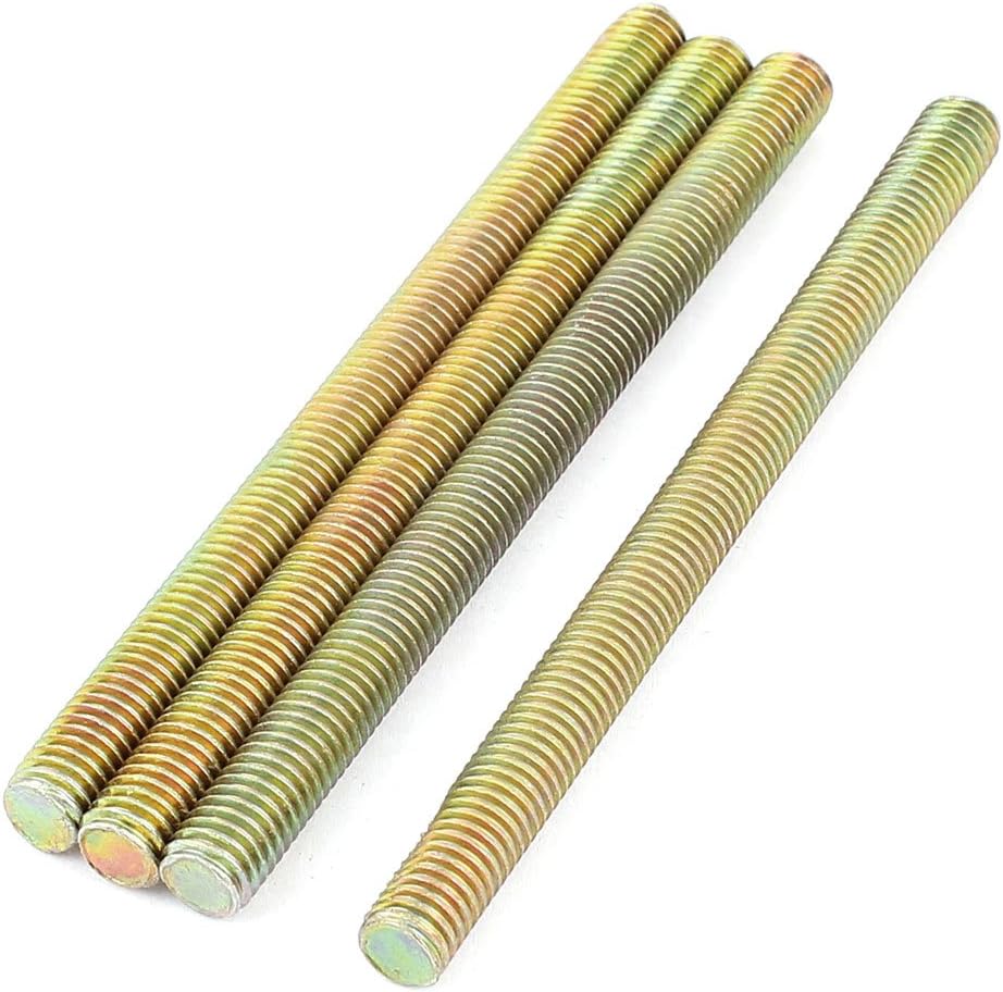 1.25mm Pitch M8 x 110mm Male Threaded Rod Bar Bronze Tone 4 Pcs