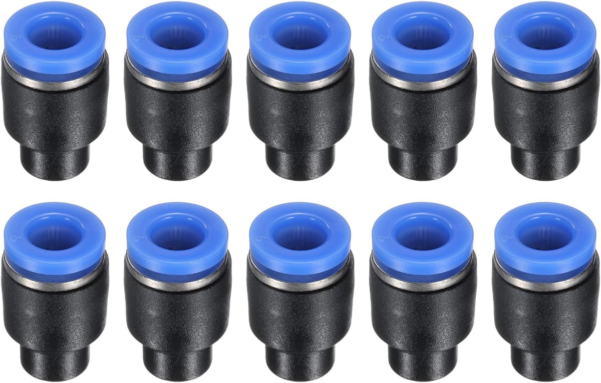 10Pcs 1/4"(6mm) Tube OD Push-to-Connect Fittings Plug, Cap Style Pneumatic Blanking Plugs, Leak-Proof Air Push Connectors for Compressed Air Systems