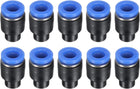 10Pcs 1/4"(6mm) Tube OD Push-to-Connect Fittings Plug, Cap Style Pneumatic Blanking Plugs, Leak-Proof Air Push Connectors for Compressed Air Systems