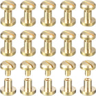 20Pack Brass Chicago Screws, 8x10mm Concave Screw Back Binding Post Nail Stud Rivets for DIY Leather Craft Belt Strap, Gold Tone