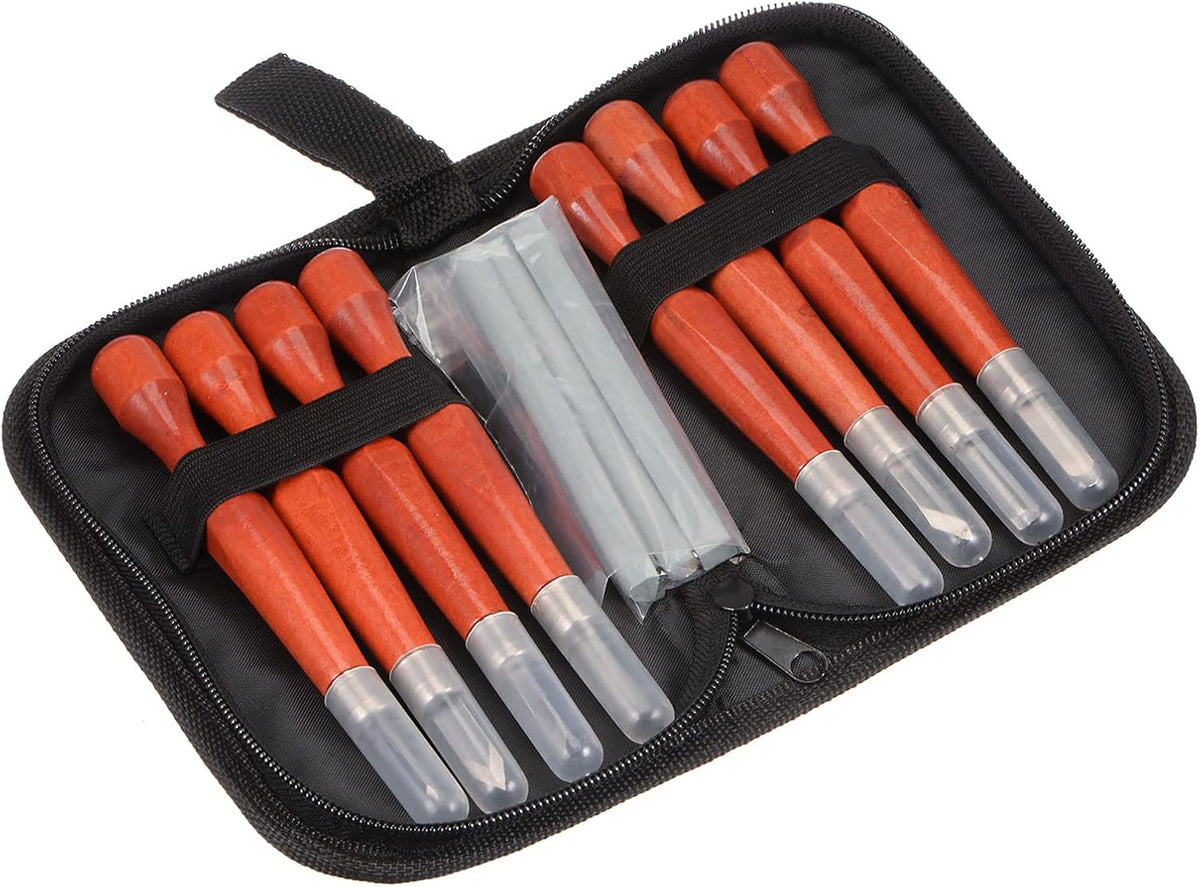 8pcs Wood Carving Knife Tools Chisels Set, with 4pcs Whetstone, Big/Medium/Small Flat/Half-Round/Diagonal/Pointed Graver for DIY Craft Sculpture Carpenter Beginners Experts