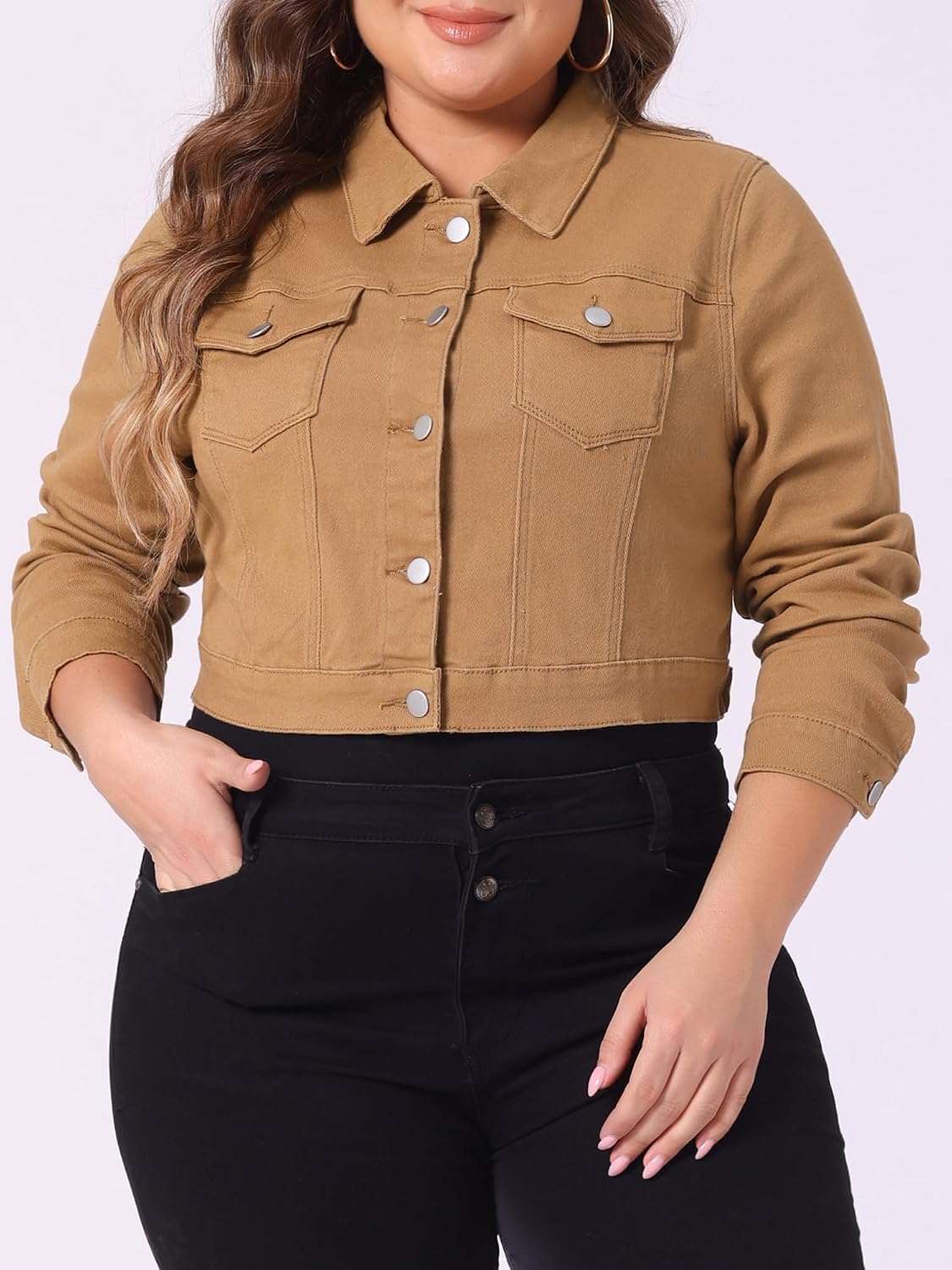 Kvinders Plus Size Knaphæt Kortærmet Blues Blazer Syning 2026