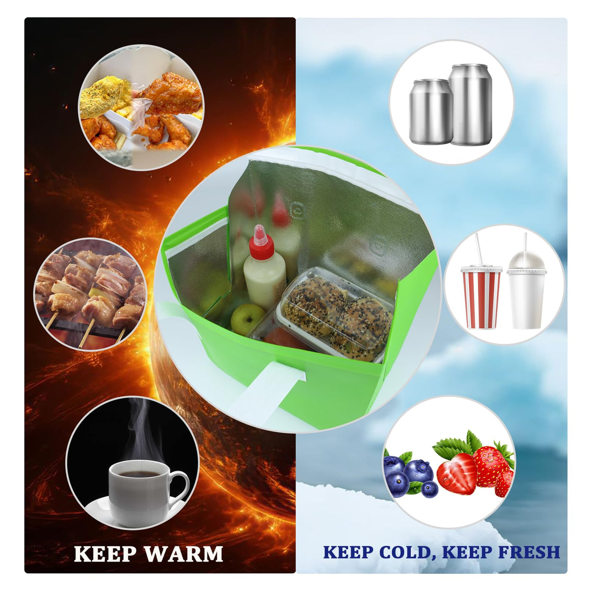 LinkMejor 12Pcs Insulated Take Away Bags Disposable Cooler Bag Thermal Lunch Grocery Take Out Bags for Coffee Milk Tea Hot Cold Drink Fresh Food Delivery (6 Colors)