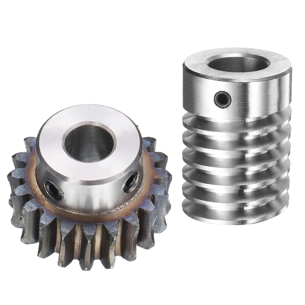 #45 Steel Worm Gear Set 20T 1.5 Module 20:1 Reduction Rate, Right Rotation Drive Gear Box Wheel Reduce Transmission Part (Gear-10mm Bore 33 mm OD, Rod 15mm Bore)