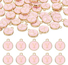 LinkMejor 52pcs Letter Charm, Enamel Letter Pendants, Alphabet Y Pendants Double Sided Beads Charm for DIY Bracelet Necklace Pendants Earring Jewelry, Pink