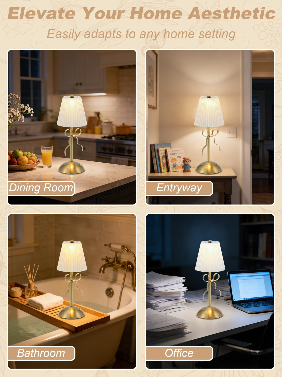 โทรทัศน์แบบไร้สาย ไฟโต๊ะเล็กสีทองกลีบ, ไฟค้างคืน LED สามารถชาร์จได้