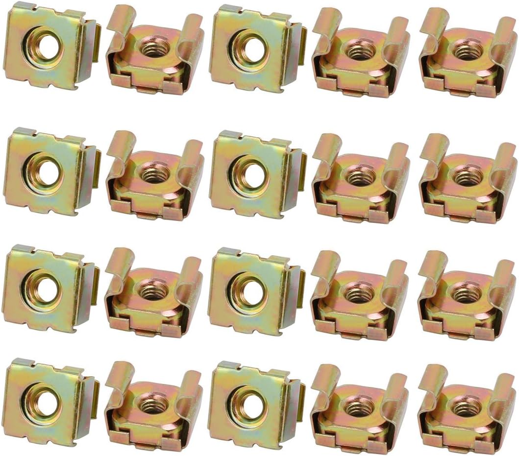 20pcs M4 Carbon Steel Captive Cage Nut Brass Tone for Server Shelf Cabinet
