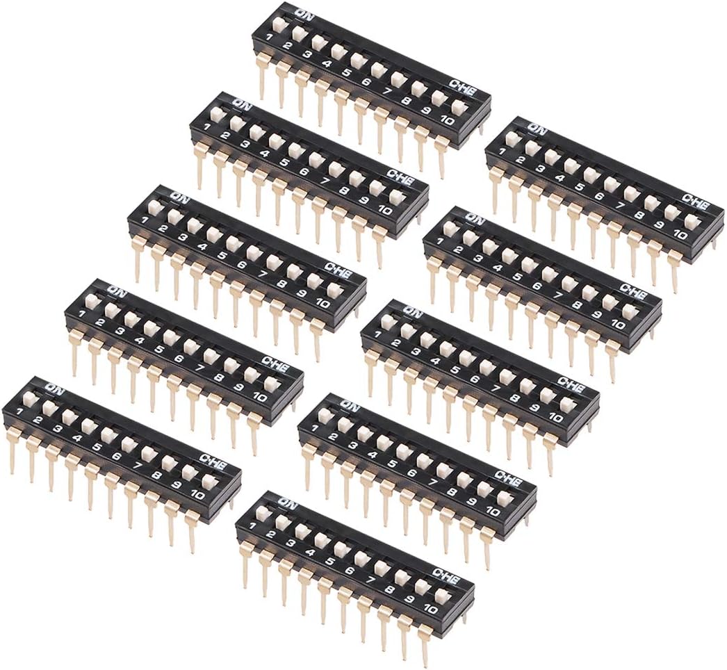 10 Pcs Black DIP Switch 1-10 Positions 2.54mm Pitch for Circuit Breadboards PCB