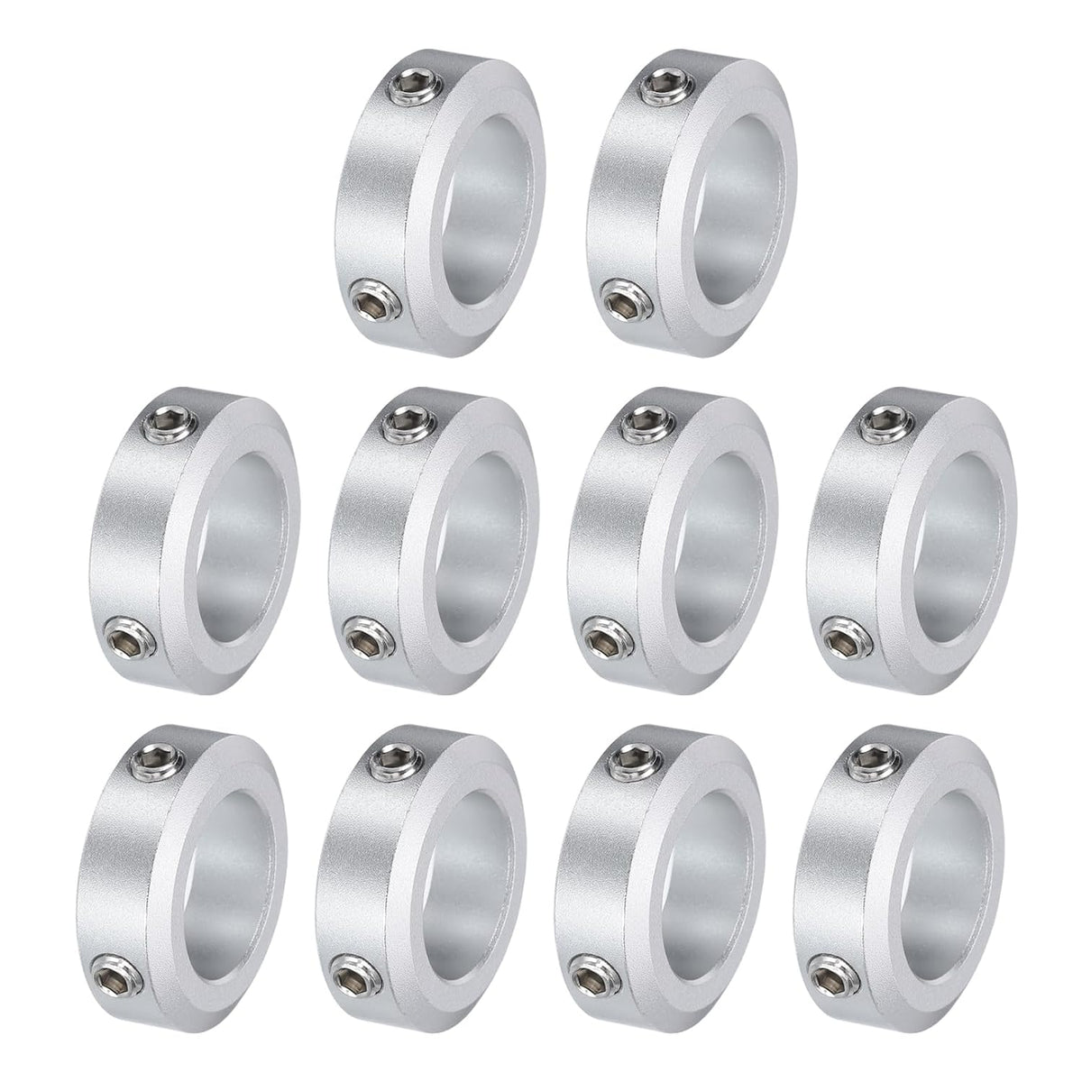10pcs Set Screw Collars 20mm Bore, Aluminum Shaft Collars, 32mm OD and 10mm Thickness, Set Screw Clamp Collar, Stop Collar for Linear Rod Shaft Guide
