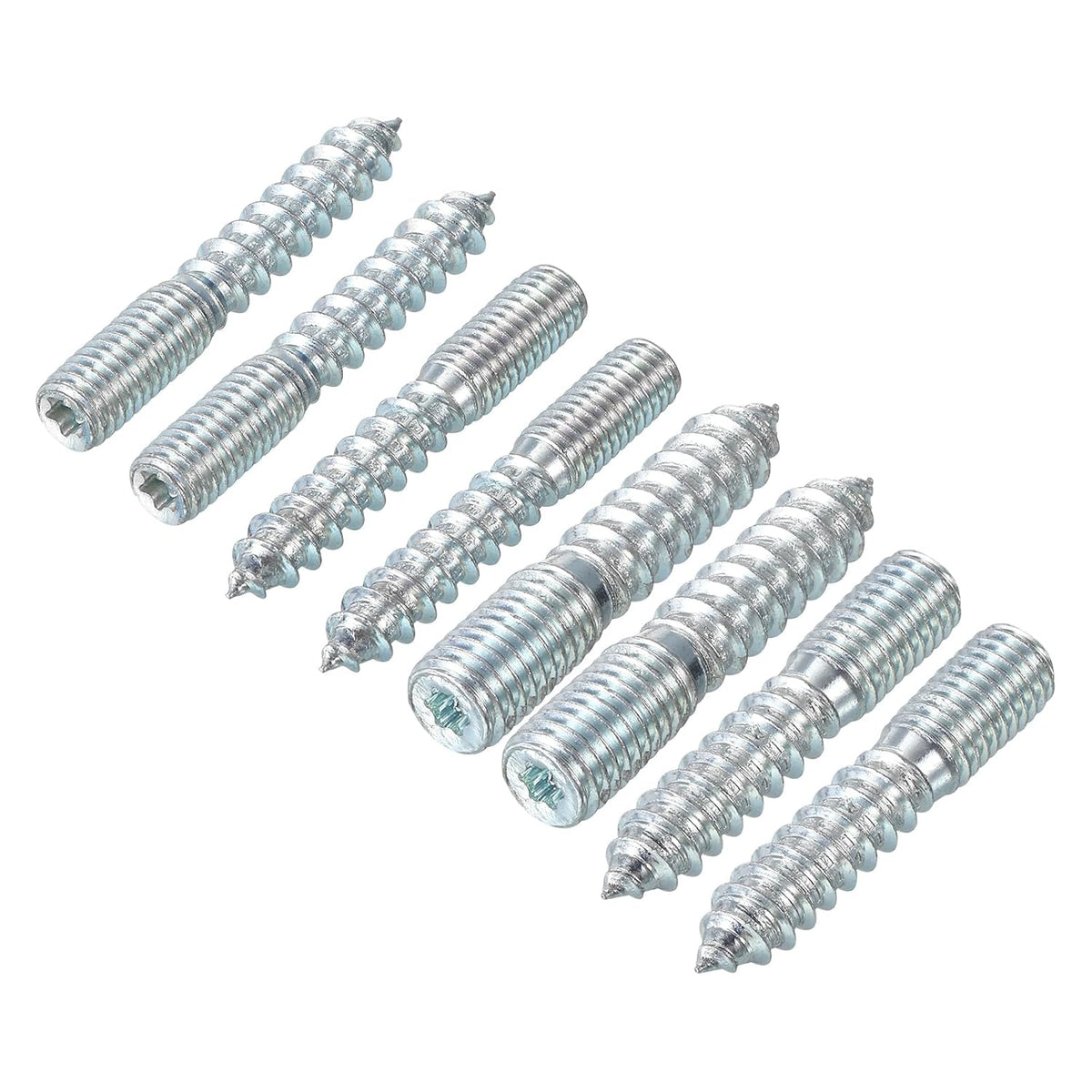 M8/M10 Hanger Bolts Length 50mm Double Headed Bolts Self-Tapping Screw 8mm/10mm Wood Joint Furniture Legs 8Pcs Each
