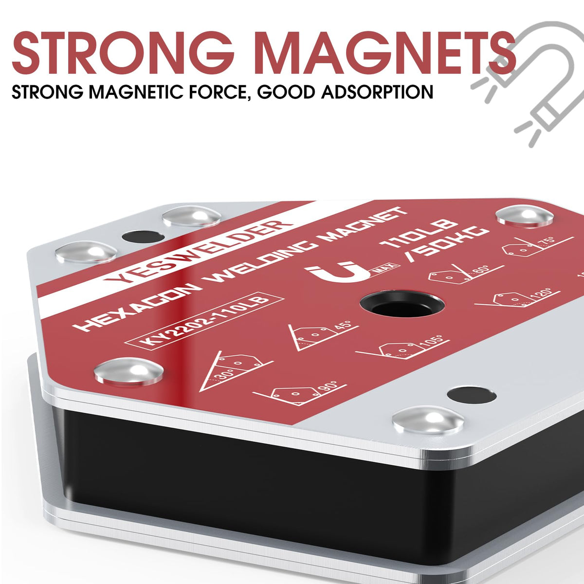 YESWELDR Hexagon Welding Magnets, 110 lb 2PCS Multi-Angle Strong Welding Magnesy Spawalnicze
