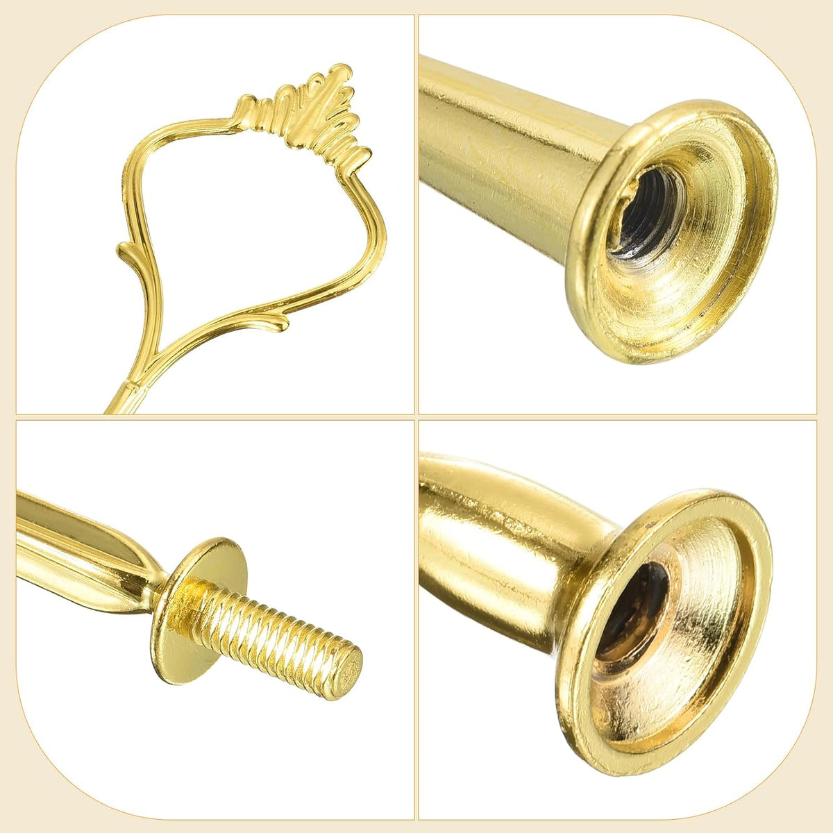 2 Set Taarttray Stand Greep Cupcake Dessert Plaat Hardware Montage Klemstang Greep voor Taartstand Bruiloft Feest, 3-Lagen Mini Koninginnenkroon Goud