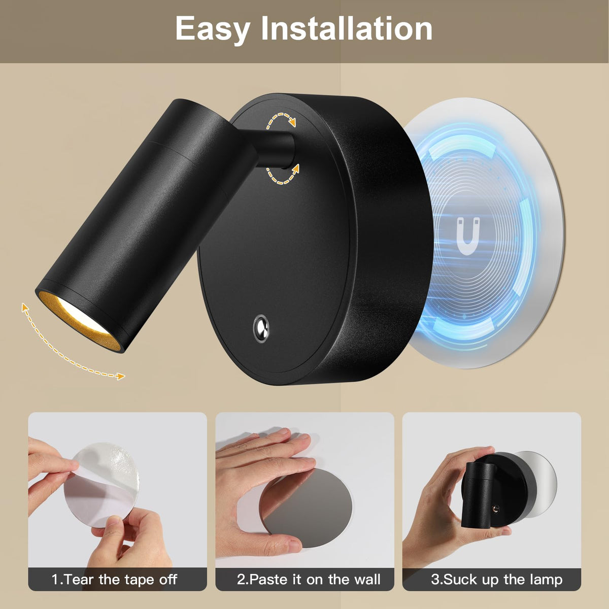 4000mAh projecteurs d'intérieur, éclairage sans fil rechargeable avec télécommande