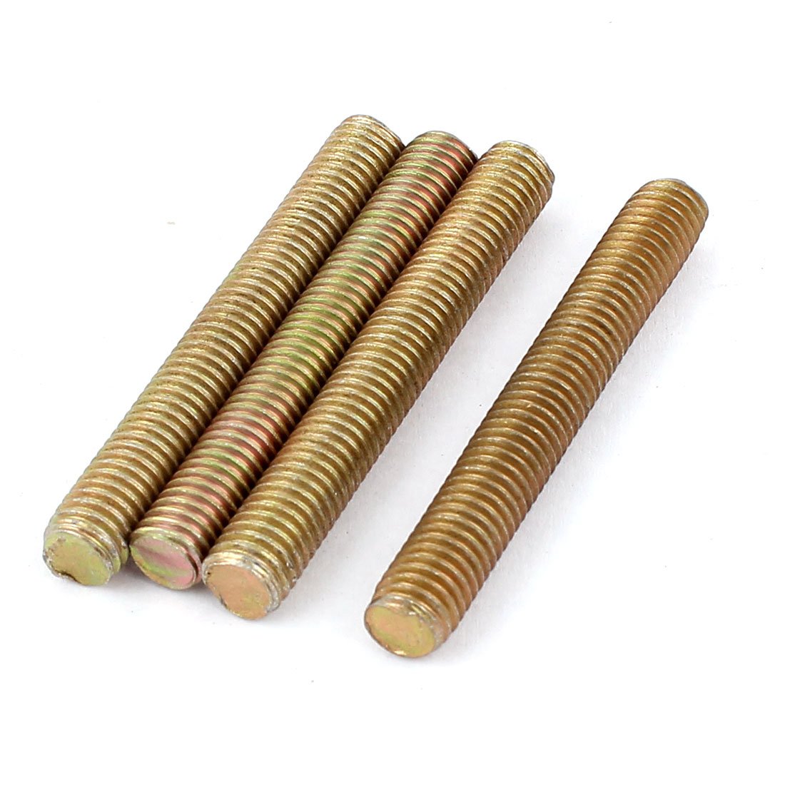 1.25mm Pitch M8 x 60mm Male Threaded Rod Bar Bronze Tone 4 Pcs