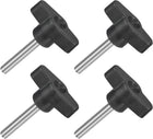 4Pcs Tee Wing Knobs Thumb Screws, M6 x 35mm Clamping Screw Knob Male Thread 304 Stainless Steel T Shaped Thumb Screws Handle 36mm Dia. for Hand Tightening Knob Replacement, Black
