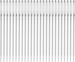50Pcs Yarn Needle Kit, 1.65" 1.05mm High Carbon Iron Embroidery Thread Needle Sewing Big Eye Needle Knitting Needles for Hand Sewing Art Crafts, Silver